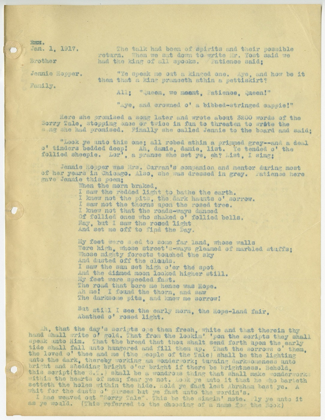 A transcript of a session with the Curran family.