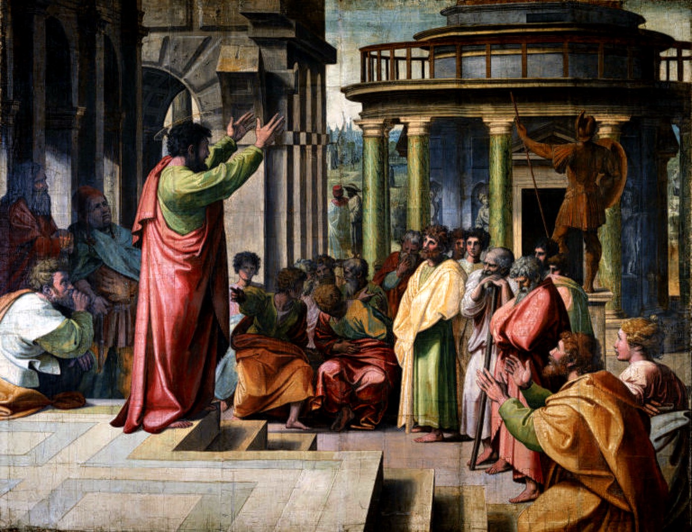 Raphael's cartoon of Paul preaching, 1515.