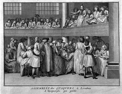 A Quaker meeting, engraved.
